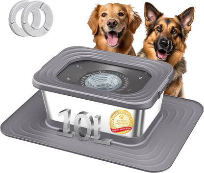Decflow Stainless Steel Dog Water Bowl, No Spill Anti-Splash Dog Mat
