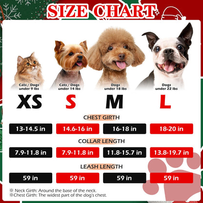 EXPAWLORER Christmas Puppy Harness Dog Collar and Leash Soft Collar