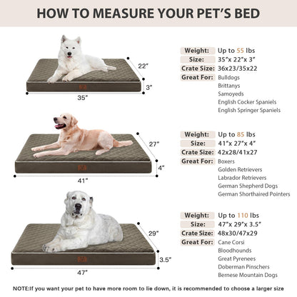 WNPETHOME Orthopedic XL Dog Bed for Crate, Waterproof Extra Bed