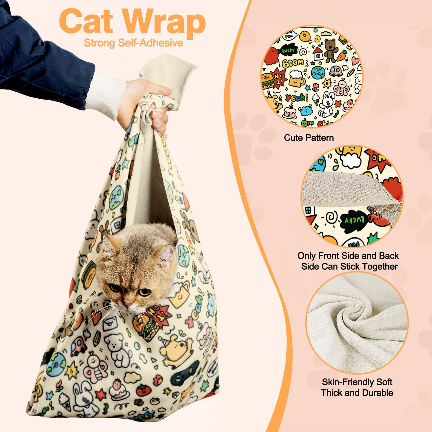 CKNCY 35.5" Cat Grooming Wrap Cat Wrap for Cutting Nails Cat Tool