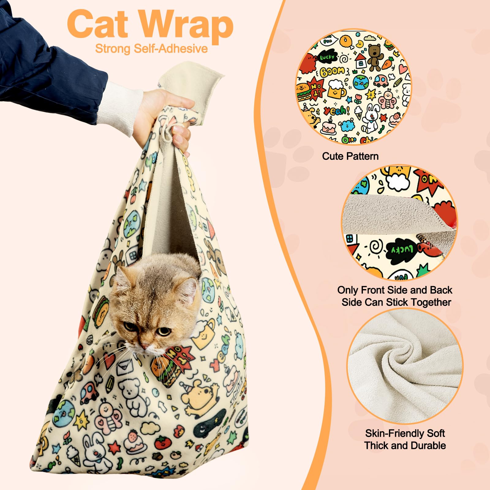 CKNCY 35.5" Cat Grooming Wrap Cat Wrap for Cutting Nails Cat Tool