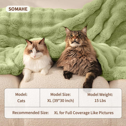 SOMAHE Self-Warming Cat Blanket, Dual-Side Plush Sherpa Throw Bed