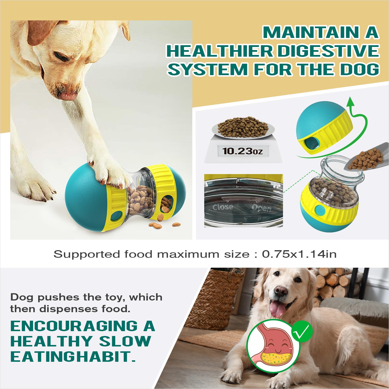 BSISUERM Dog Treat Dispensing Puzzle Toy Adjustable Food Ball
