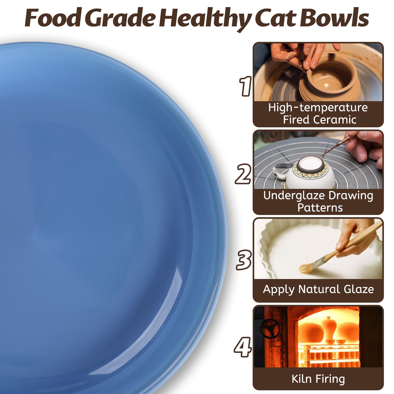 WROSWT Colorful Cat Food Bowl,Non-Slip Silicone Bottom Cat Bowls