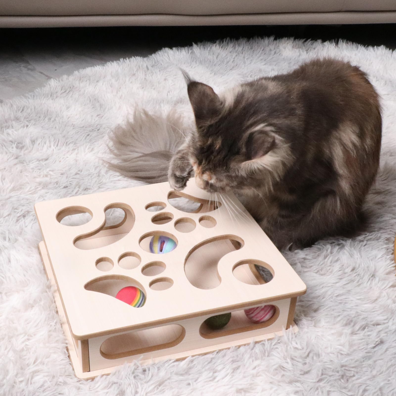 DI BI GRAMAS Cat Interactive Box Puzzle Toy with 3 Small Balls Balls