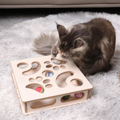 DI BI GRAMAS Cat Interactive Box Puzzle Toy with 3 Small Balls Balls