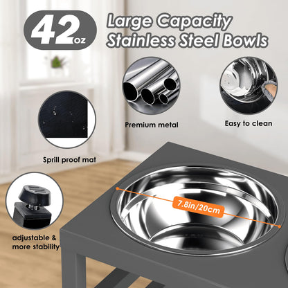 ADENGL Metal Raised Dog Bowl, 10" Height Tall Elevate Dog Feeder Mat