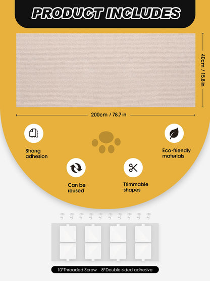 Minyii x15.8" Cat Scratch Mat, Trimmable Self-Adhesive Carpet, Pads