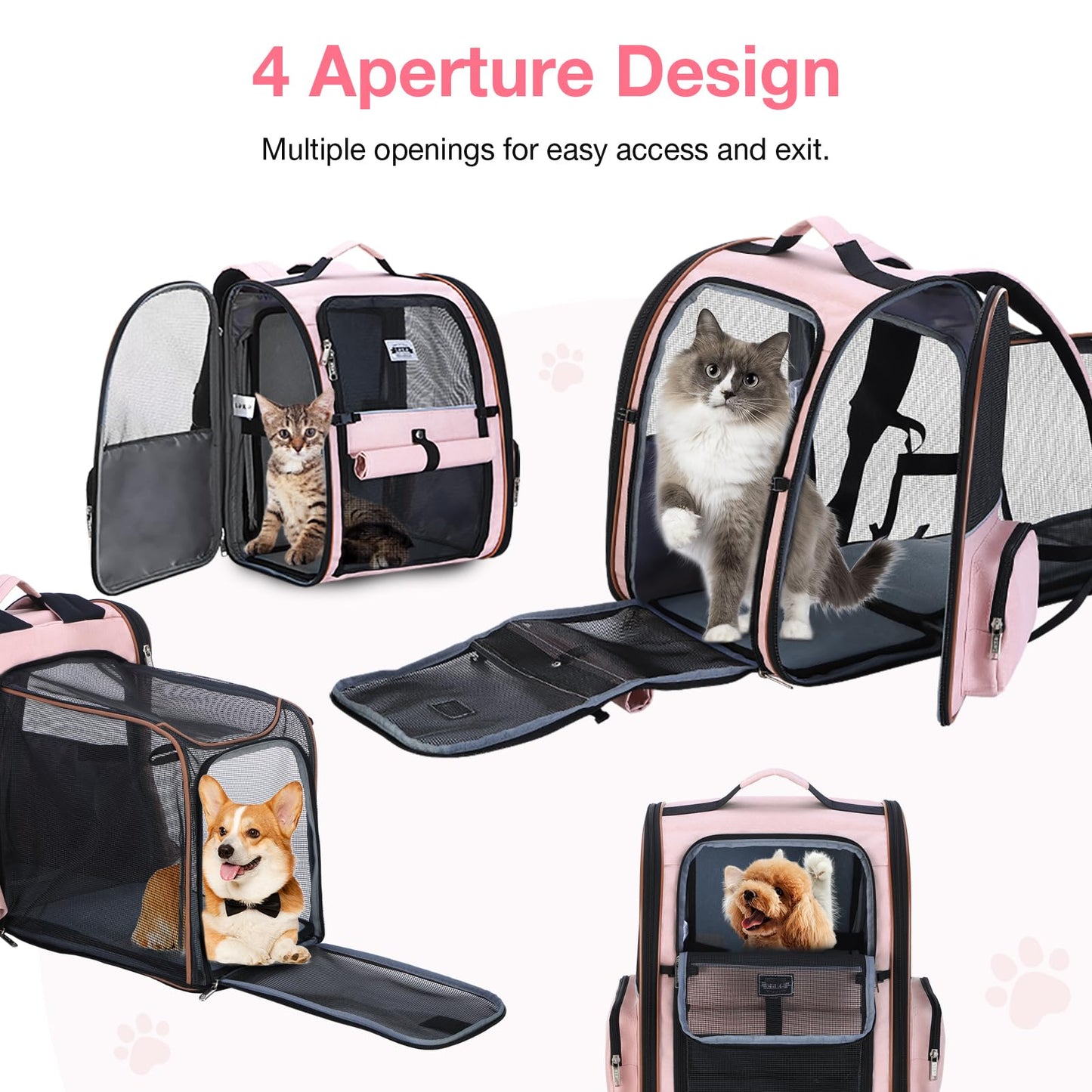 Lekebobor Large Cat Backpack Carrier Expandable Foldable Pet Carrier