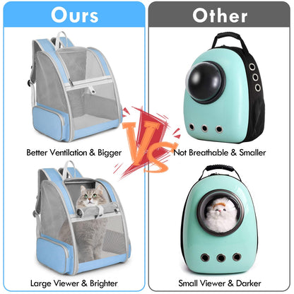 Cat Backpack Carrier, Large Pet Backpack with Kitten Wand Carrier
