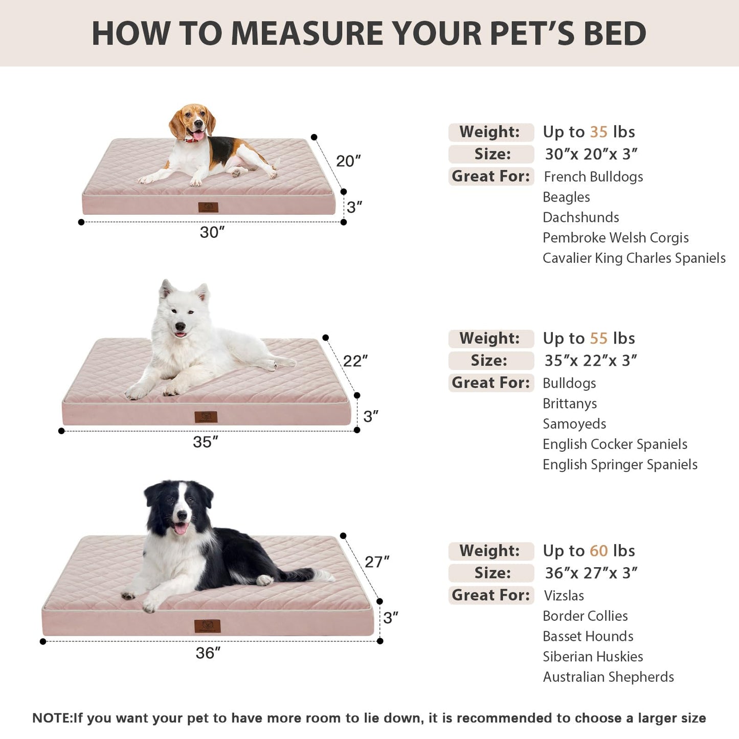 WNPETHOME Orthopedic Dog Bed Medium Size Dog, Waterproof Bed