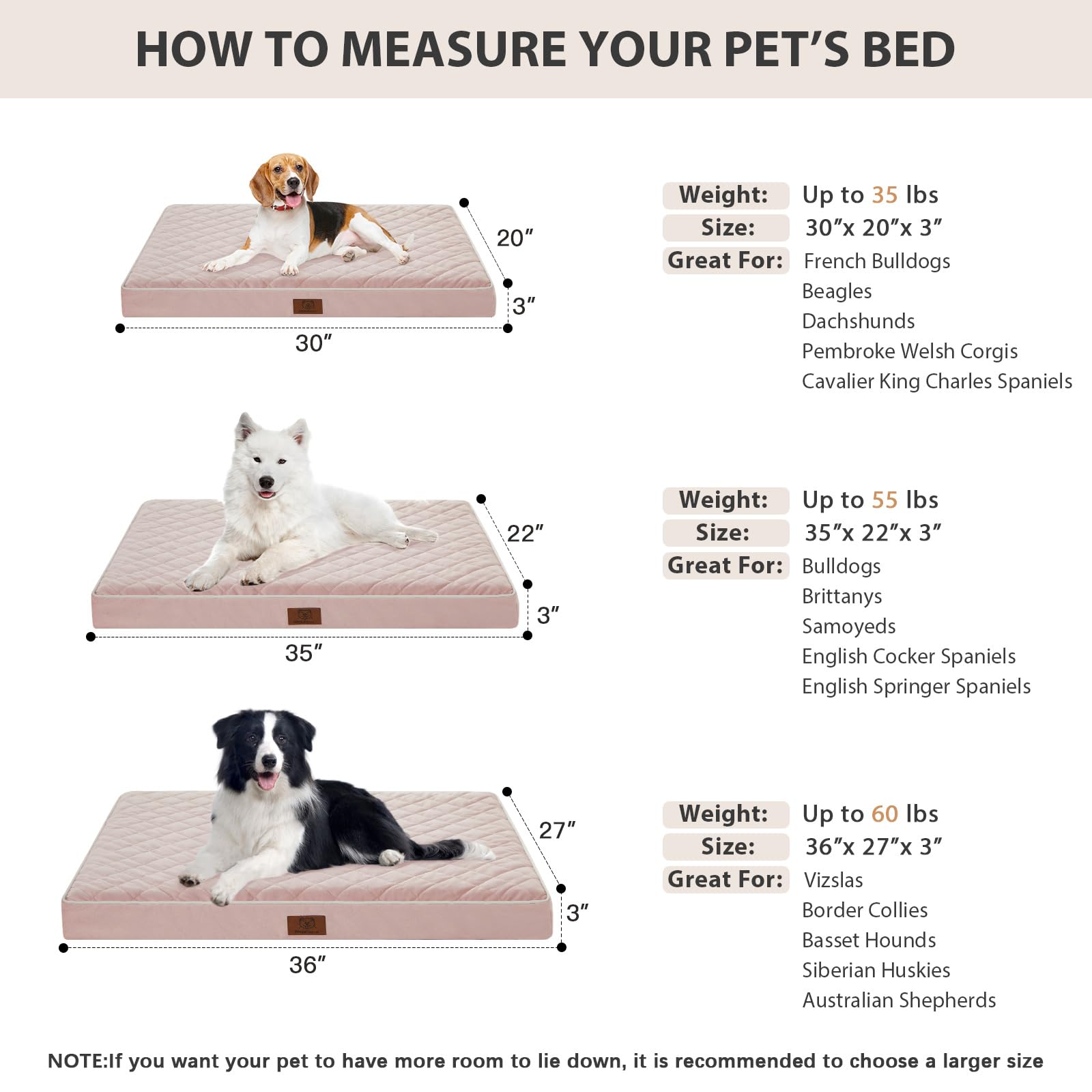 WNPETHOME Orthopedic Dog Bed Medium Size Dog, Waterproof Bed