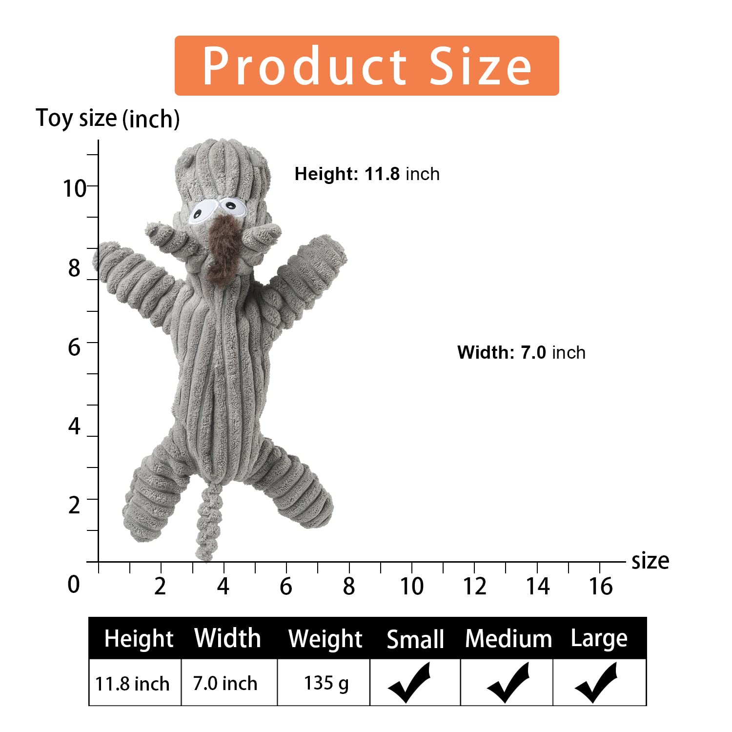Sedioso Dog Toy, Unstuffed Plush Toy for Large Breed, Cute Plush