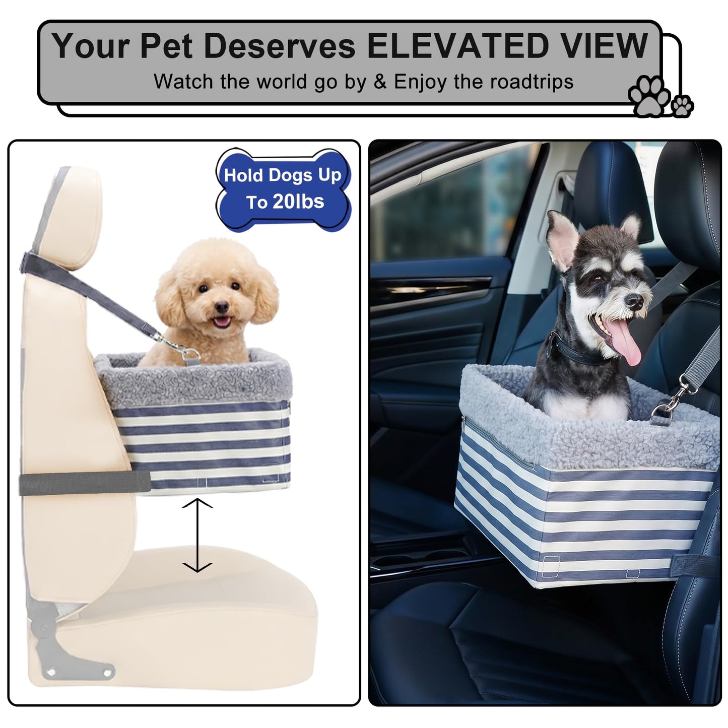 MARSLABO Dog Car Seats for Small Dogs, Upgrade Dog Booster Seat