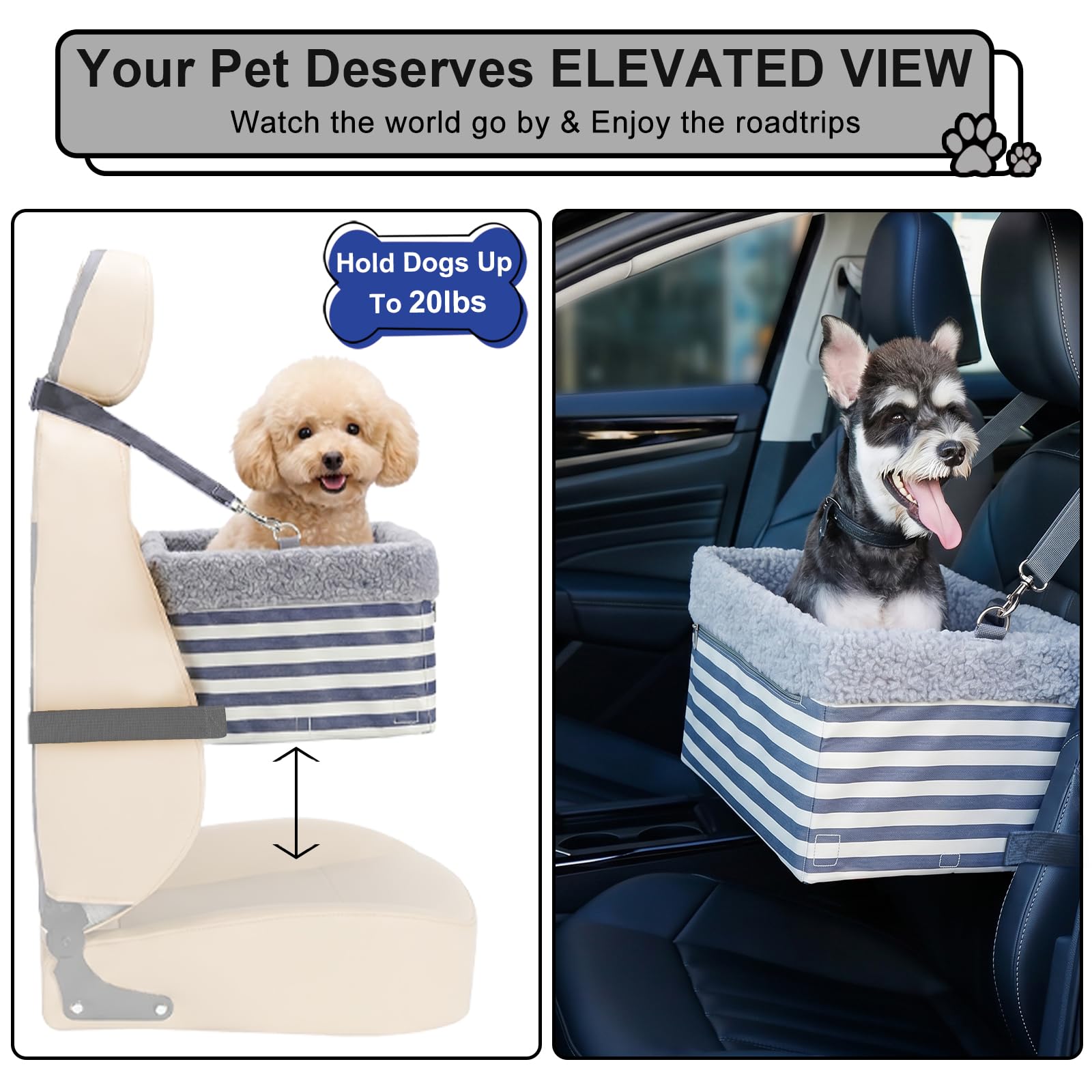 MARSLABO Dog Car Seats for Small Dogs, Upgrade Dog Booster Seat