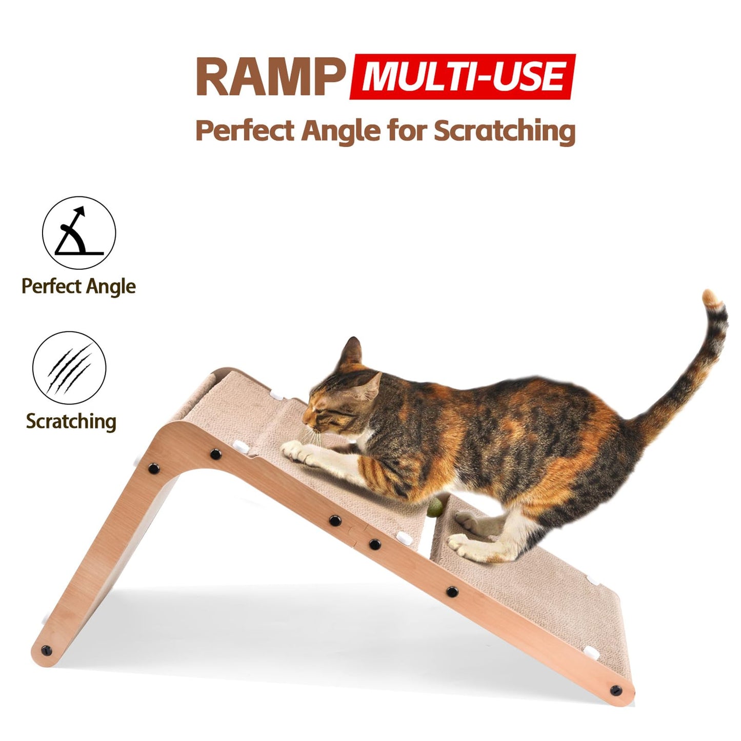 AUSCAT L-Shape Cardboard Cat Scratcher, Vertical Cardboard Balls