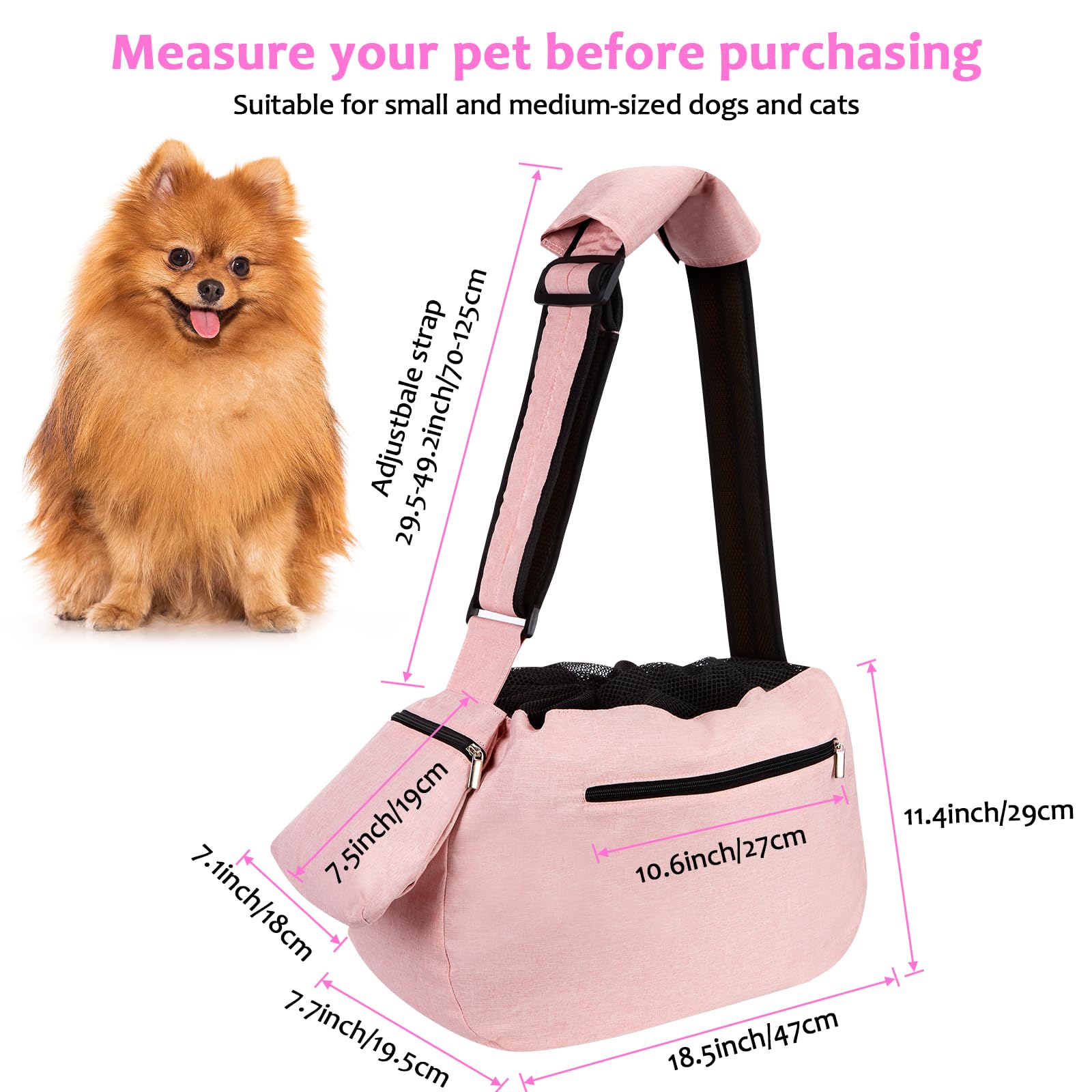 Ownpets Pet Dog Sling Carrier Bag Adjustable Padded Strap Dog Hand Bag