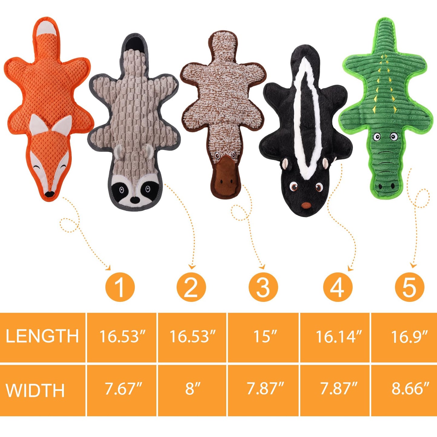 Eneston 5 Pack No Stuffing Squeaky Dog Toys for Large Dogs Plush