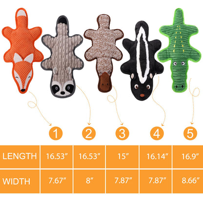 Eneston 5 Pack No Stuffing Squeaky Dog Toys for Large Dogs Plush
