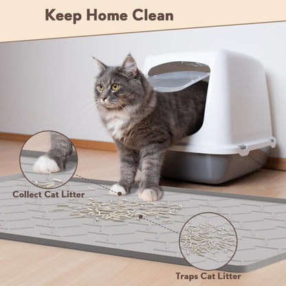 Garoopion Cat Litter Box Mat, Large 40" X 28" Litter Trapping Mat