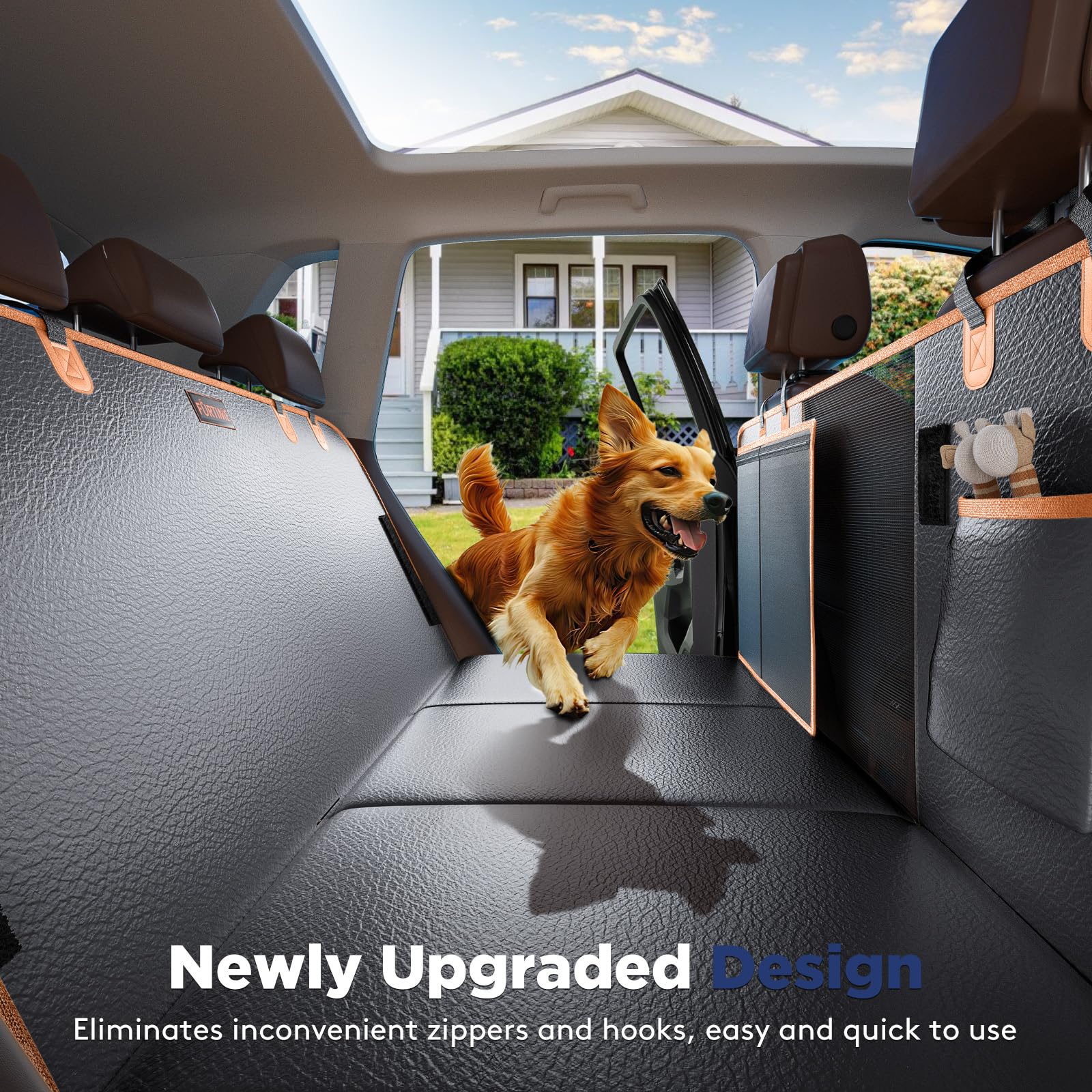 FURTIME XL Back Seat Extender for Dogs, Hard Bottom Dog Car Seat Cover