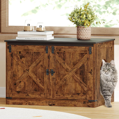 Hzuaneri Cat Litter Box Enclosure with Cushion, Hidden Litter House