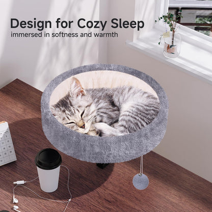 Chumajor Cat Desk Bed 360° Rotating Adjustable, Supports Soft Faux Bed