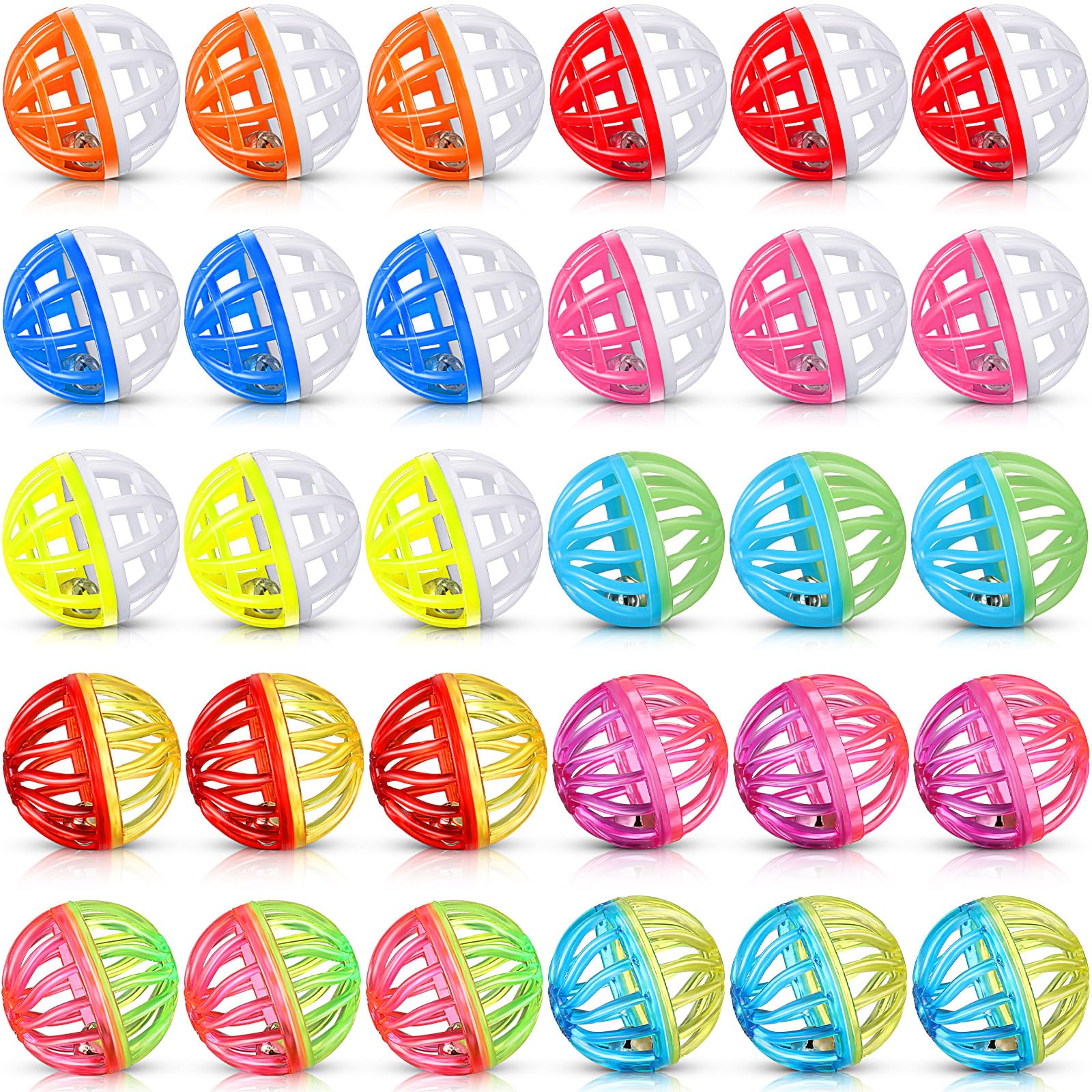 Silkfly 100 Pcs Value Cat Toy Balls with Bells, Plastic Lattice Balls