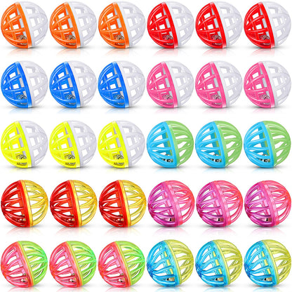 Silkfly 100 Pcs Value Cat Toy Balls with Bells, Plastic Lattice Balls
