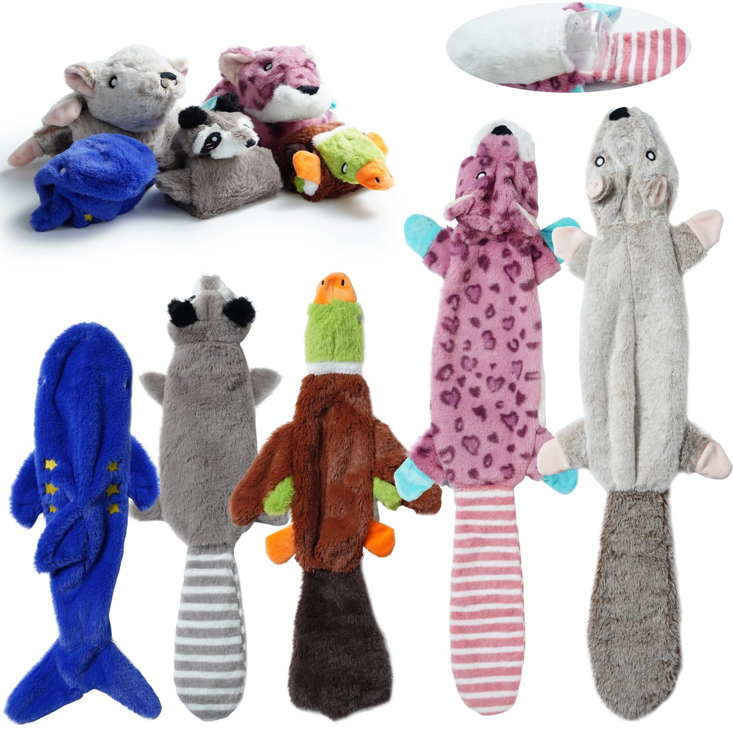 Nocciola 2-in-1 No Stuffing Crinkle Dog Toys with Soft and Toys