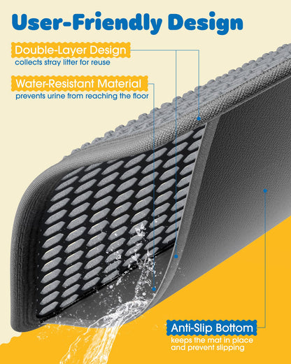 Powools 27" x 19" Cat Litter Mat Ultra-Large Litter Box Mat