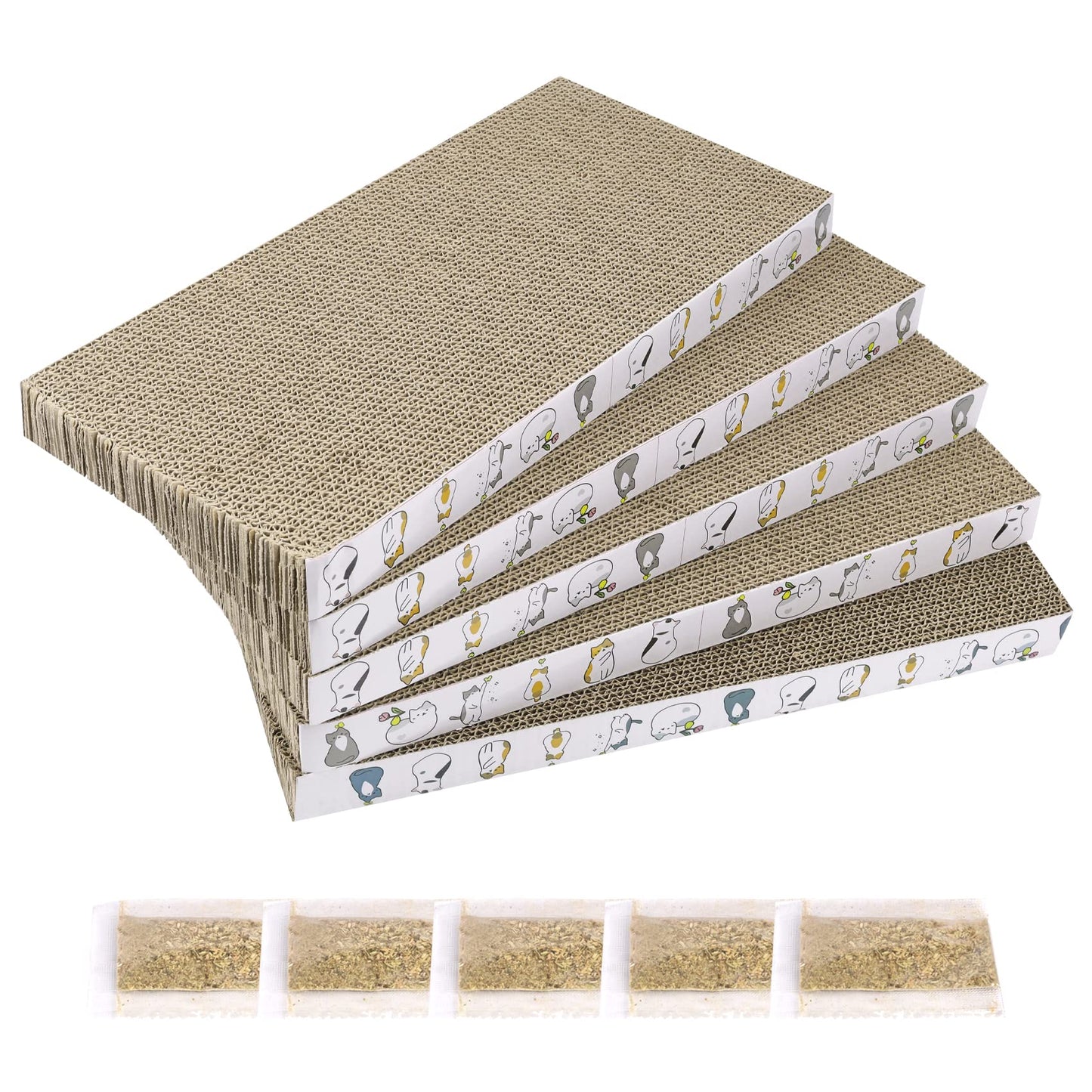 PatiencET Cat Scratcher Cardboard 5 PCS Cat Scratch Pad Reversible Pad