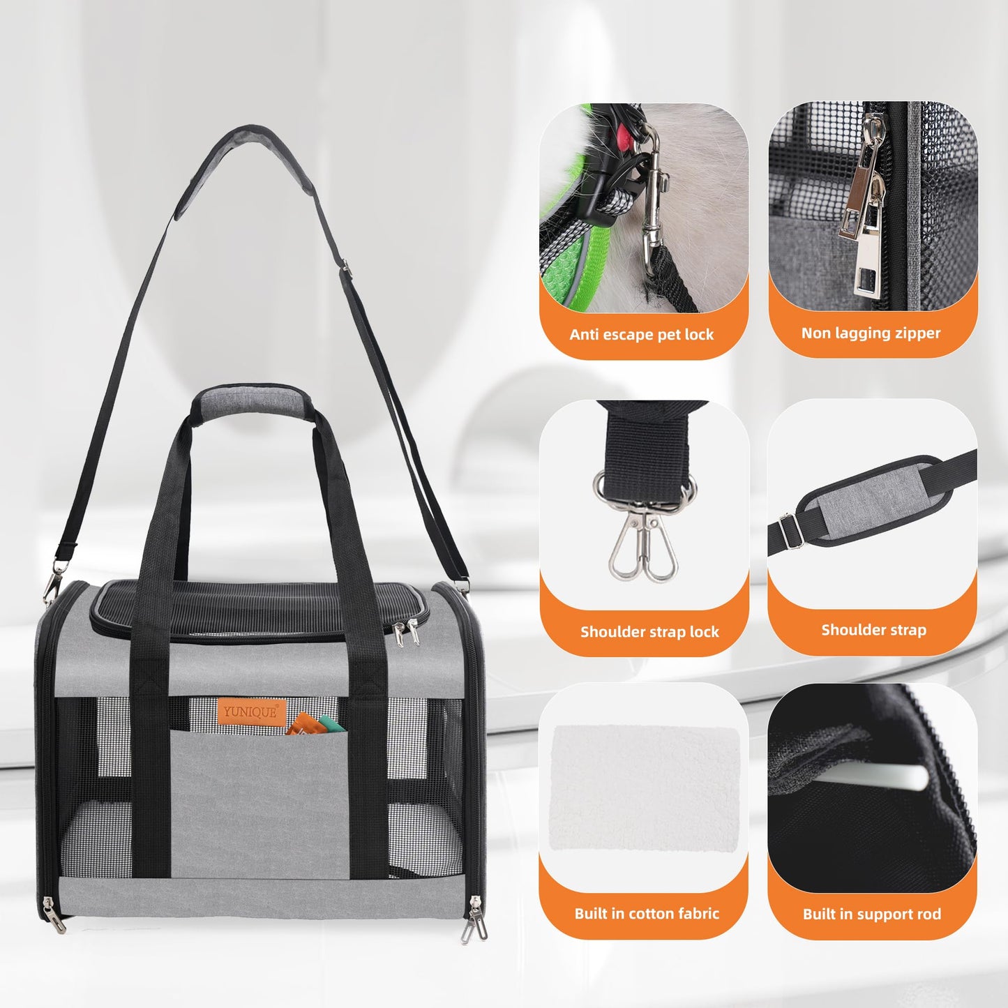 YUNIQUE Soft-Sided Cat Dog Carrier for Pets Up to Airline Carrier