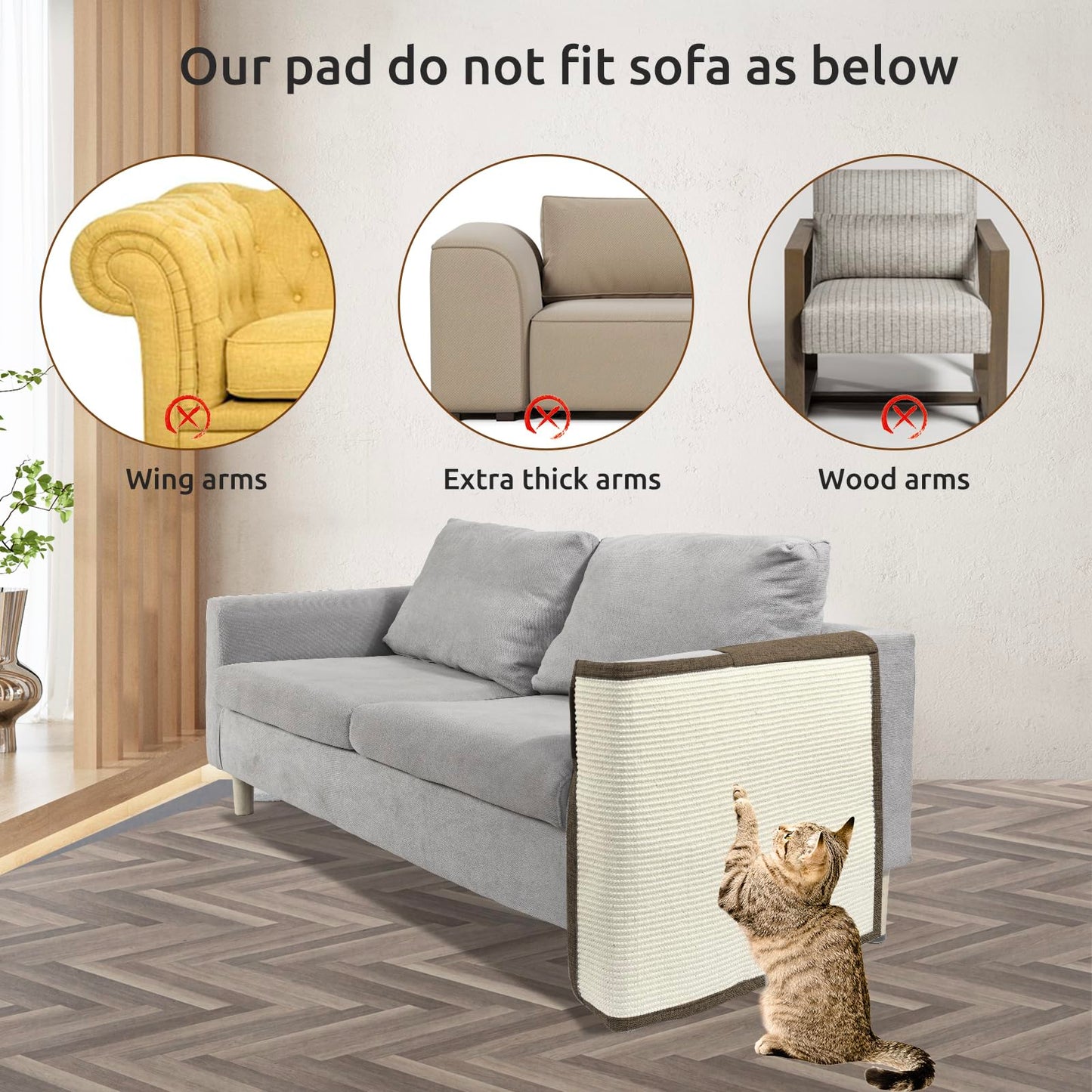 Cat Scratch Furniture Protector with Natural Sisal for Furniture