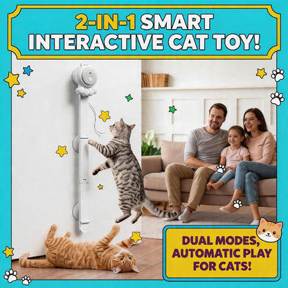 HAPPYCODE 2-in-1 Electric Cat Wand Rechargeable Auto Indoor Toy