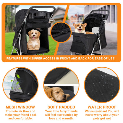 4 Wheels Pet Stroller Dog Cat Stroller
