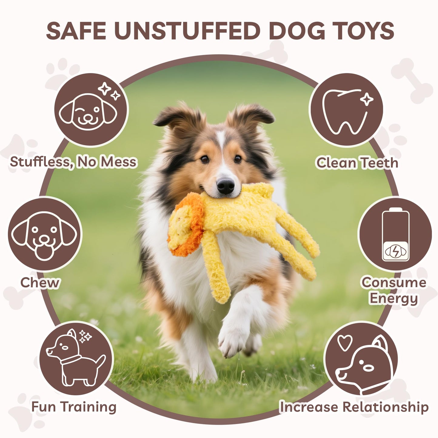 SHARLOVY No Stuffing Dog Toys 5 Pack, Crinkle Interactive Dogs Toy
