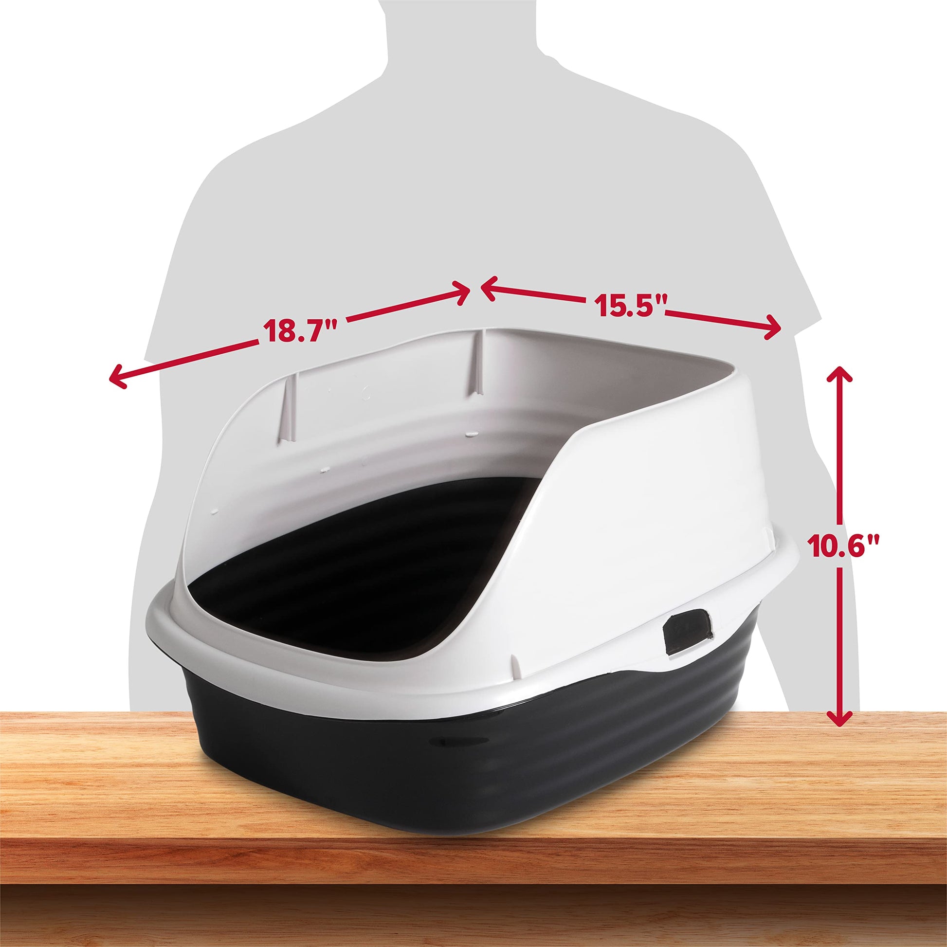 Arm Hammer Rimmed Cat Litter Box with High Sides and Microban, Box