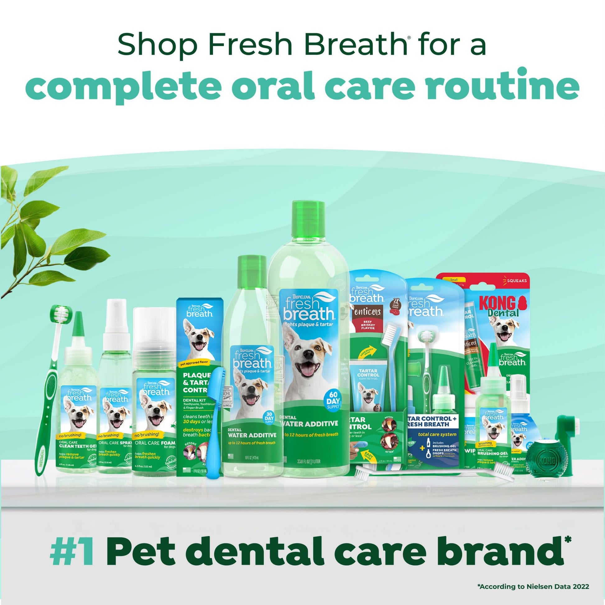TropiClean Fresh Breath Dog Oral Care Kit, Complete Toothbrush Kit