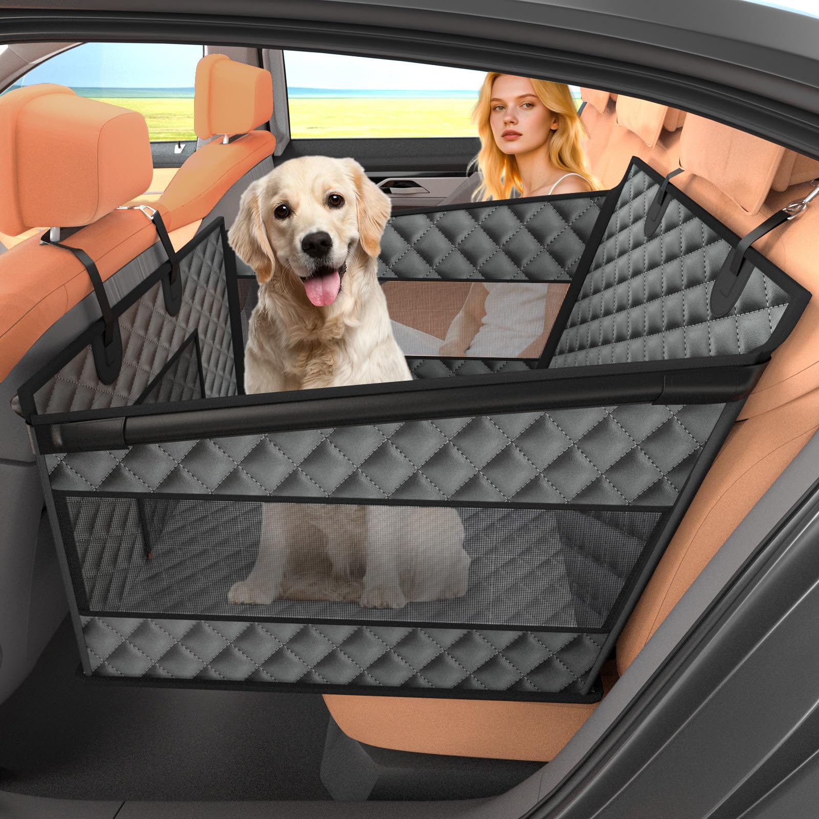 Instraella Dog Car Seat for Large Dogs, Back Seat Extender Seat