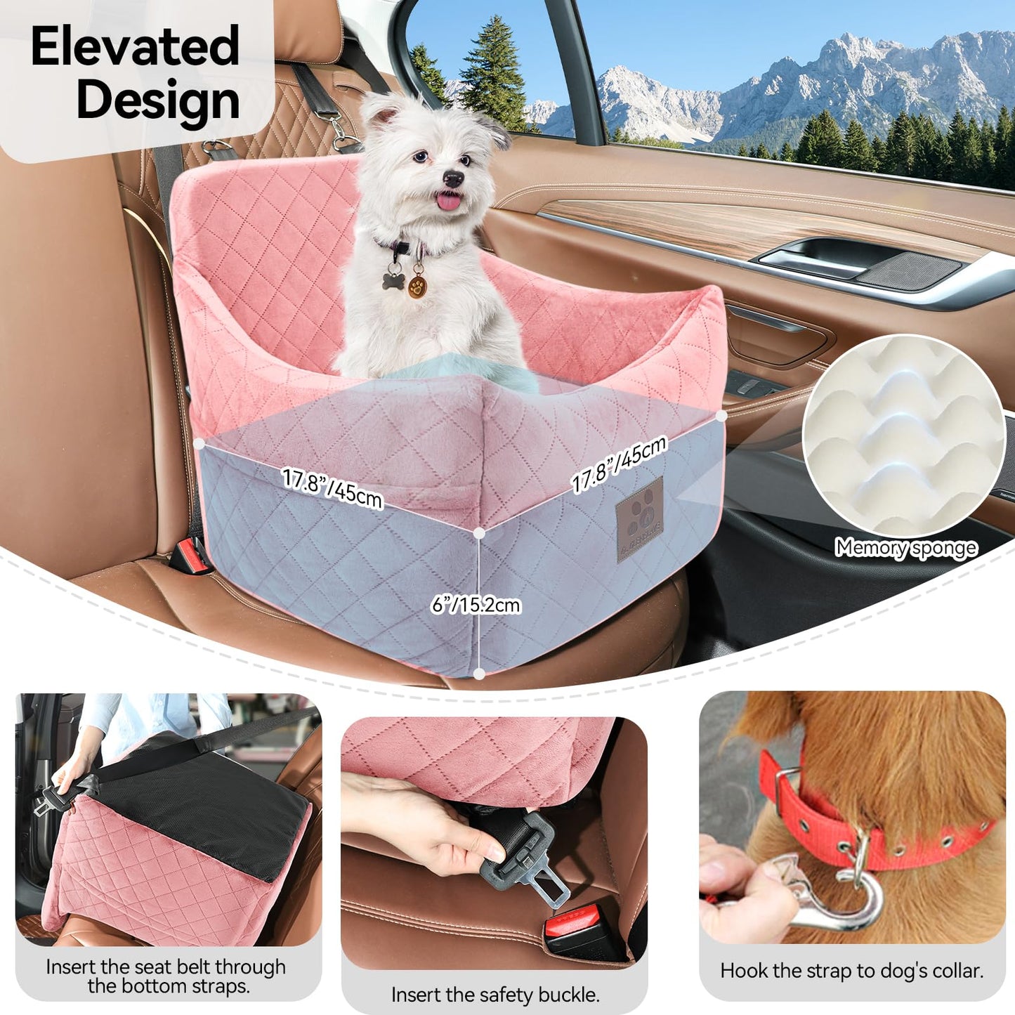 Dog Car Seat for Small/Medium Dogs, Dog Booster Car Seats with Seat