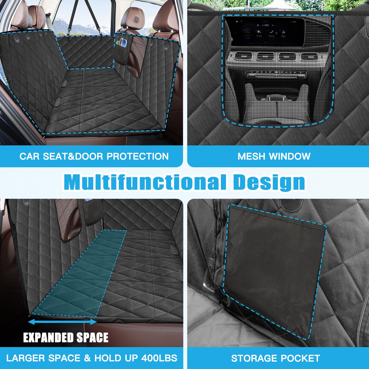 Kytely Back Seat Extender for Dogs,Hard Bottom Dog Car Seat Cover