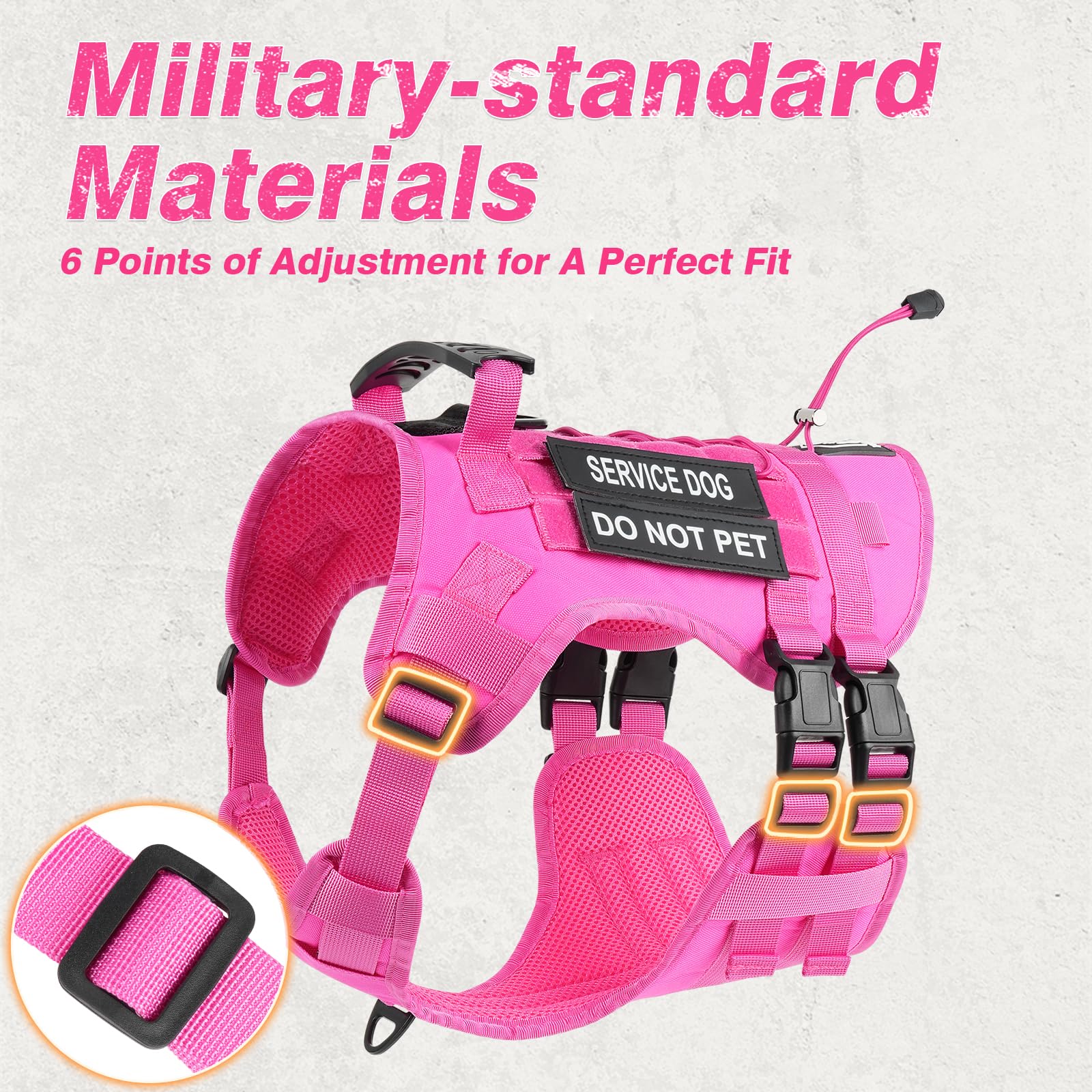 Yungaspy No Pull Tactical Dog Harness for Small Dogs, Escape Proof Set