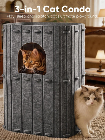 FUKUMARU Cat House for Indoor Cats, Large Cat Bed Cave Condo, Bed