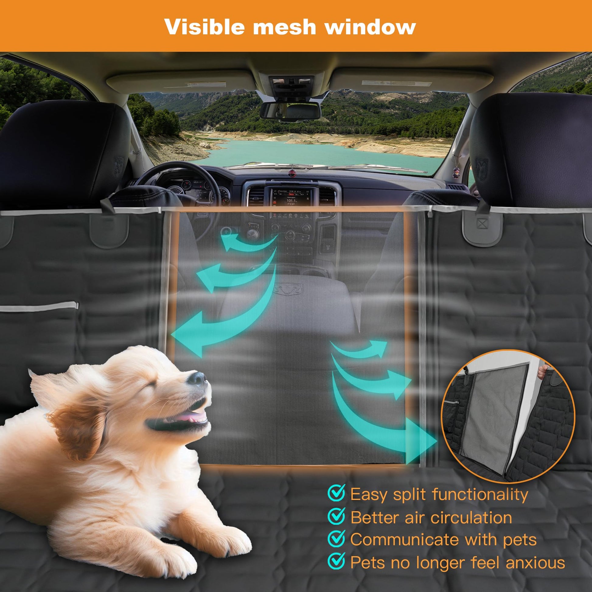 Reliadura Dog Hammock for Truck,Dog Car Seat Cover for Back Seat