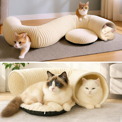 MOYMO Cat Tunnel Bed with 40 Pcs Interactive Cat Toys, Cat Tube Bed