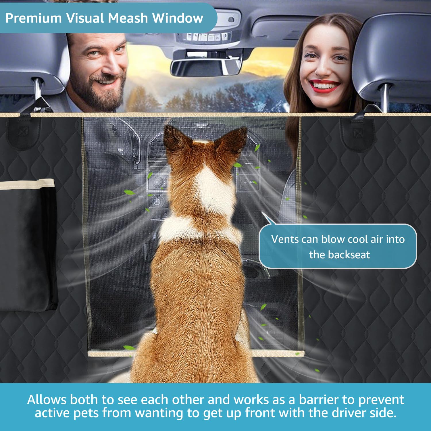 Lassie XL Truck Dog Seat Cover Back Seat with 2 Seat Belts, Dog Seat