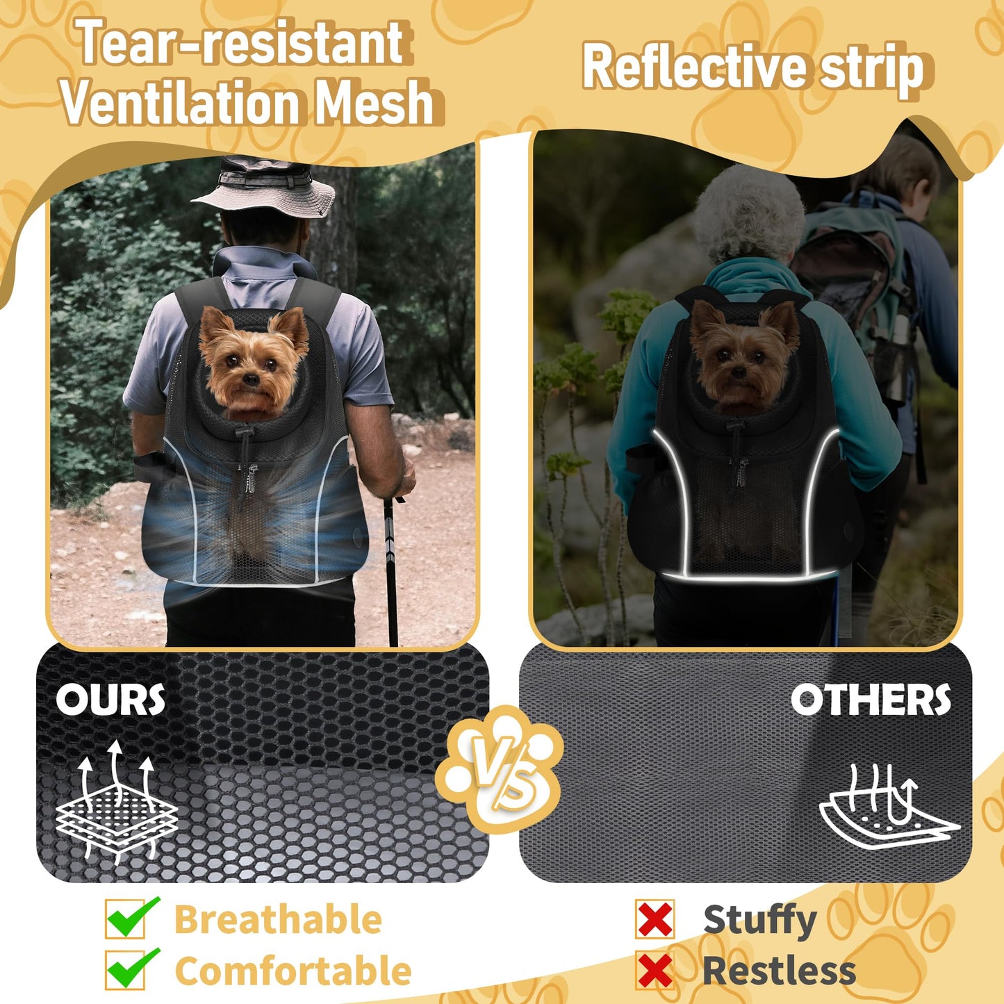 WOYYHO Pet Dog Carrier Backpack Small Dog Front Backpack Carrier
