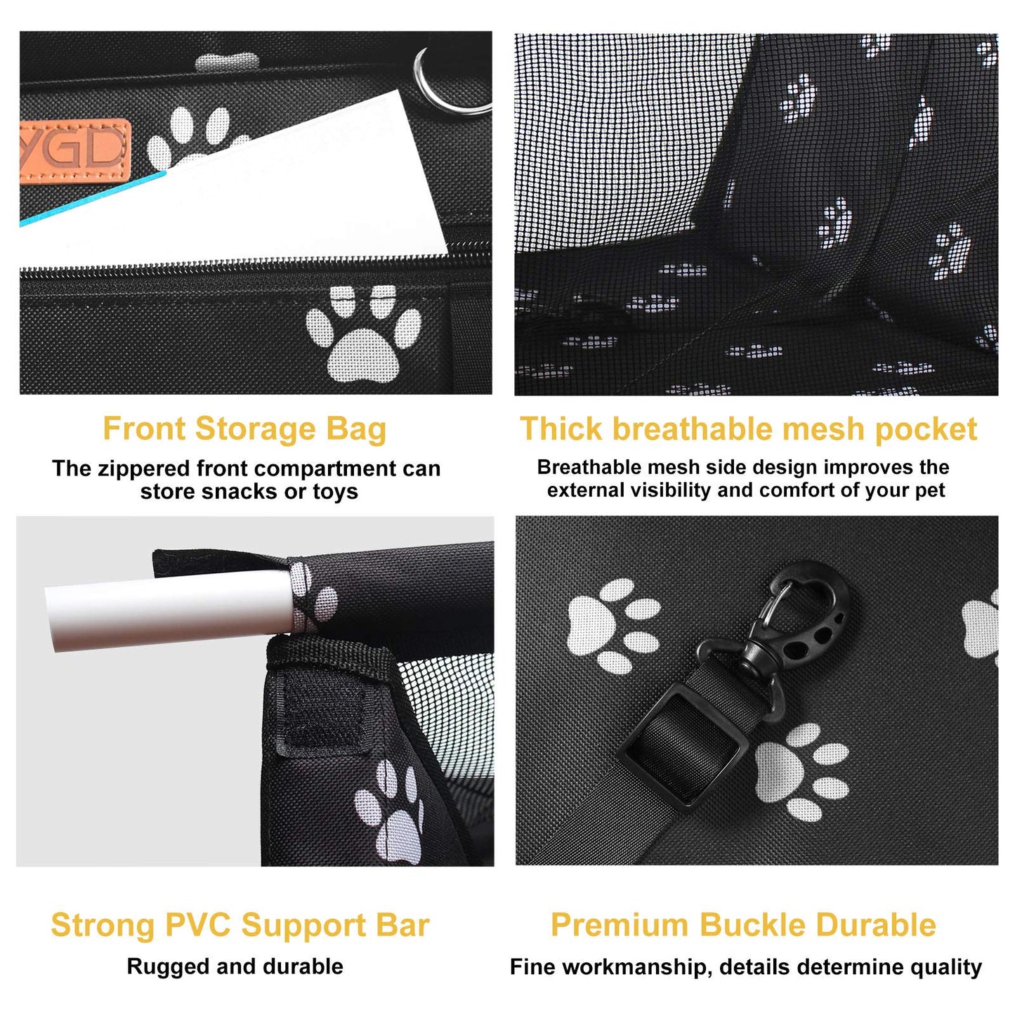 BYGD Pet Dog Booster Seat, with Upgrade Support Rod, Breathable Seat