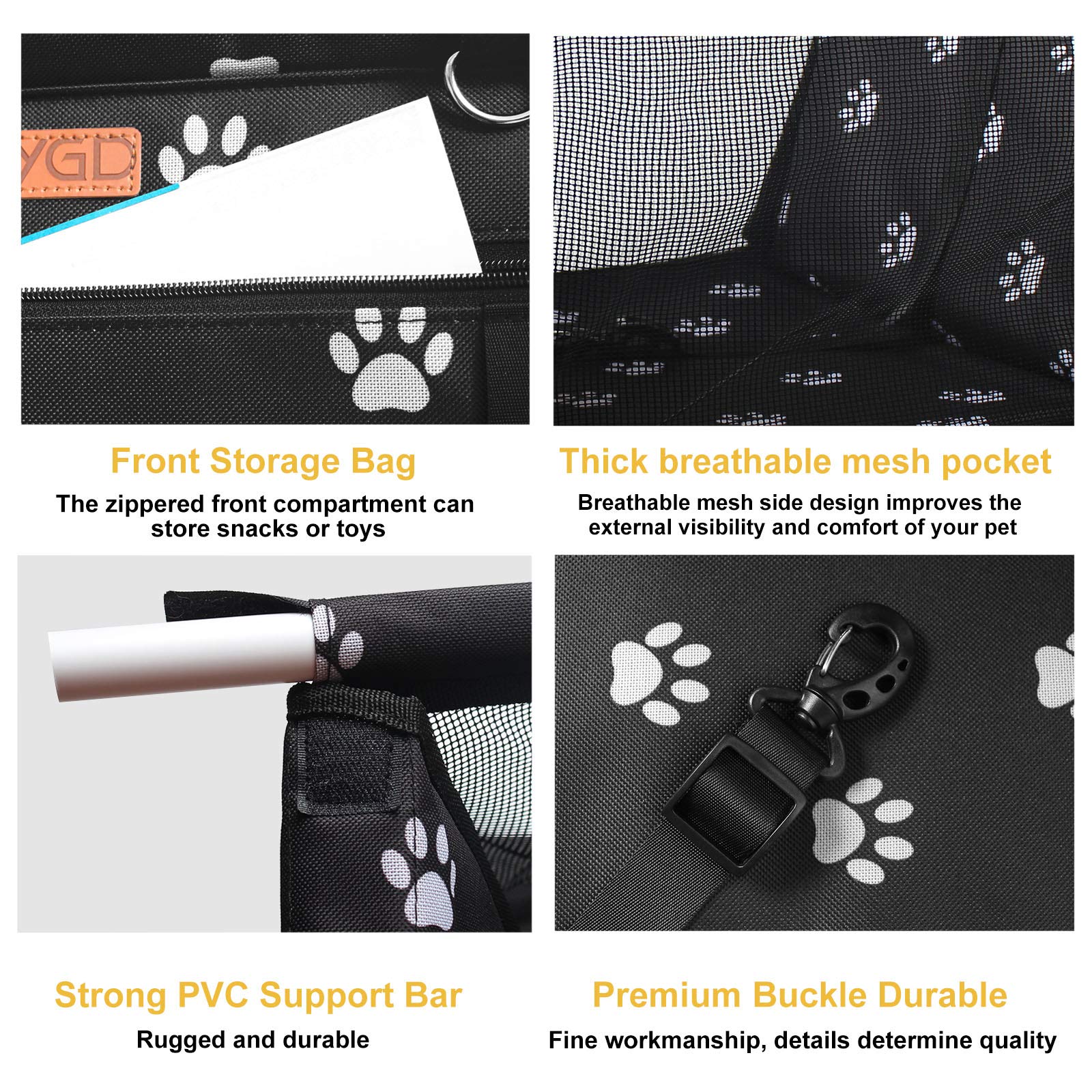 BYGD Pet Dog Booster Seat, with Upgrade Support Rod, Breathable Seat